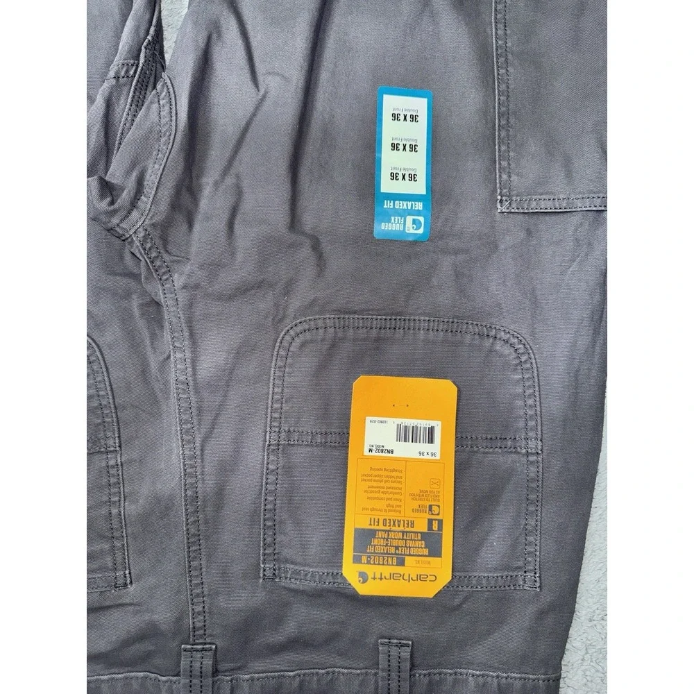 Carhartt BN2802-M 36x36 Relaxed Rugged Flex Double Front Utility Pants Dim Grey